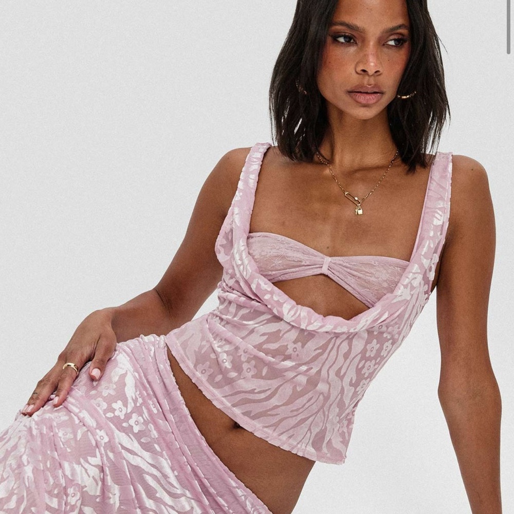 NEW Lioness Pink Maxi Slip 3 piece Set with Cut Out Details